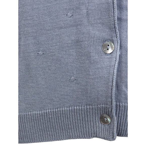 Vtg 90s City Silk Button Up Silk Blend Periwinkle Knit Top | Grandmacore Y2K P/M - Picture 4 of 15